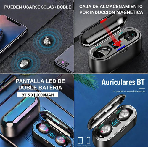 Audífono Inalámbricos F9 Con Power Bank