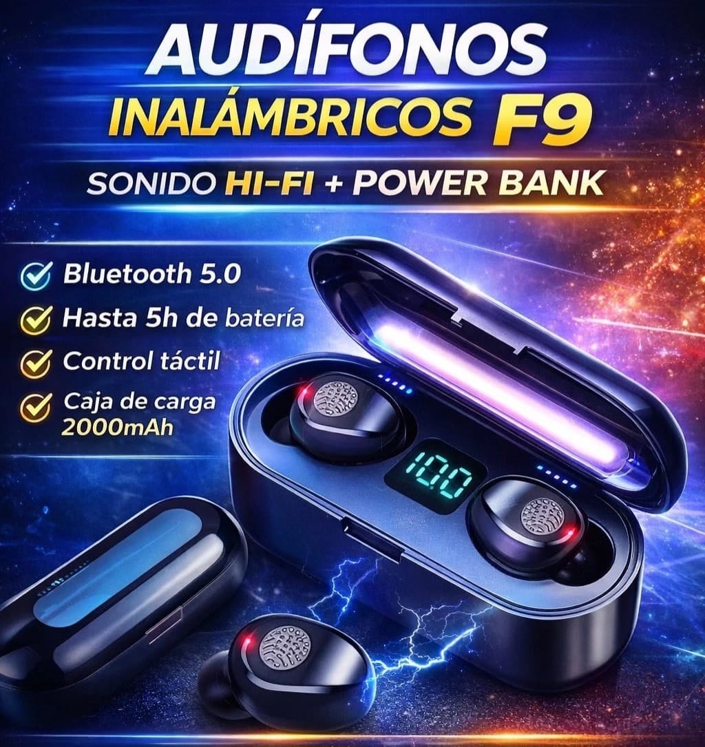 Audífono Inalámbricos F9 Con Power Bank